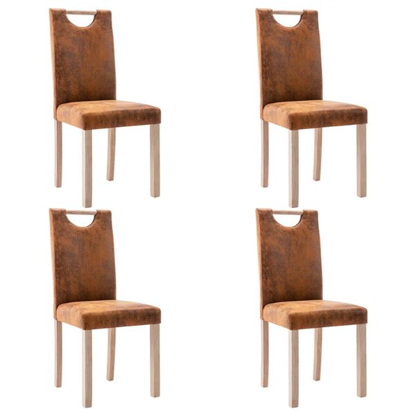 vidaXL Blagovaonske stolice od umjetne bru&scaron;ene kože 4 kom smeđe