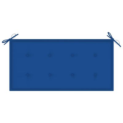 vidaXL Vrtna klupa s kraljevski plavim jastukom 112 cm od tikovine