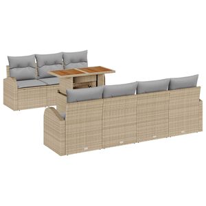 vidaXL Sjedeća garnitura za vrt s pohranom 8 pcs Bež Poli ratan