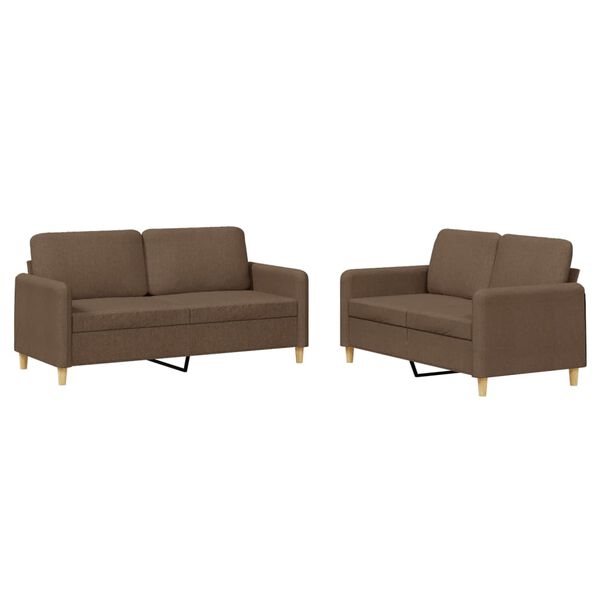 vidaXL 2-dijelni set sofa s jastucima smeđi od tkanine