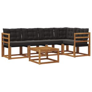 vidaXL Set vanjskih sofa s jastukom 6 pcs Prirodna i crna