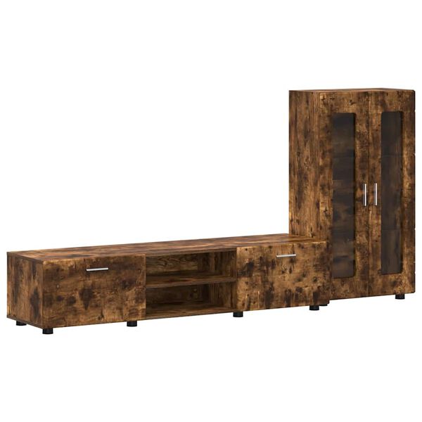 vidaXL Set TV komoda s policom FLORIN Dimljeni hrast Konstruirano drvo