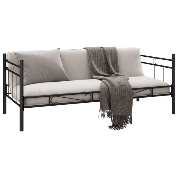 vidaXL Okvir za dnevni ležaj crni metalni 90 x 200 cm
