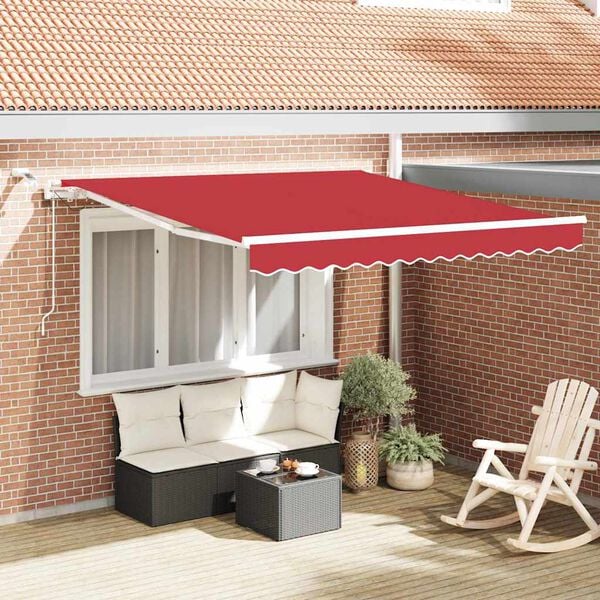 vidaXL Skrovita tenda Crvena 300 x 250 cm Poliester i metal