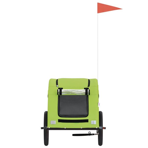 vidaXL Prikolica za bicikl za ljubimce zelena od tkanine i željeza