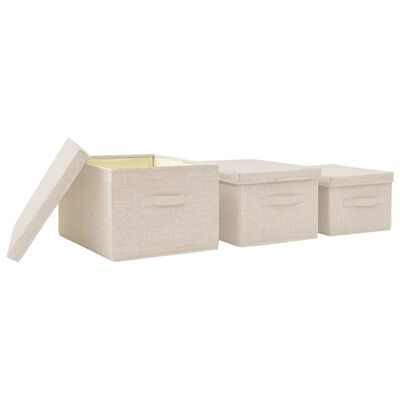 vidaXL 3-dijelni set složivih kutija za pohranu od tkanine krem