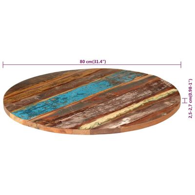 vidaXL Okrugla stolna ploča 80 cm 25 - 27 mm masivno obnovljeno drvo
