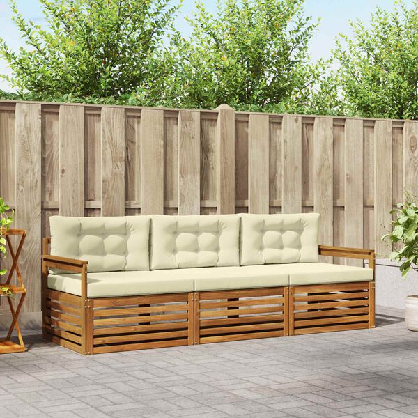 vidaXL Set vanjskih sofa s jastukom 3 pcs Prirodna i krem