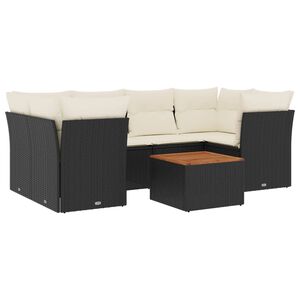 vidaXL 7-dijelni set vrtnih sofa od poliratana s jastucima crni
