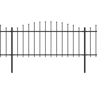 vidaXL Vrtna ograda s ukrasnim kopljima (0,5-0,75) x 6,8 m čelična crna