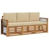 vidaXL Setovi sofa 3 kom. Prirodna i bež Čvrsto drvo akacije