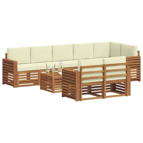 vidaXL Setovi sofa 9 pcs Prirodna i krem Čvrsto drvo akacije