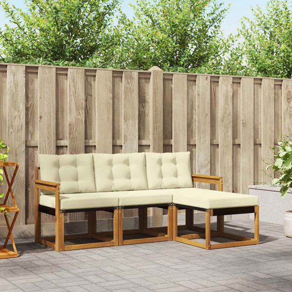 vidaXL Set vanjskih sofa s jastukom 4 pcs Prirodna i krem