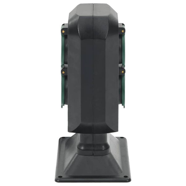 vidaXL Vanjska utičnica sa šiljkom 4-smjerna crno-zelena 15,5x11x24 cm