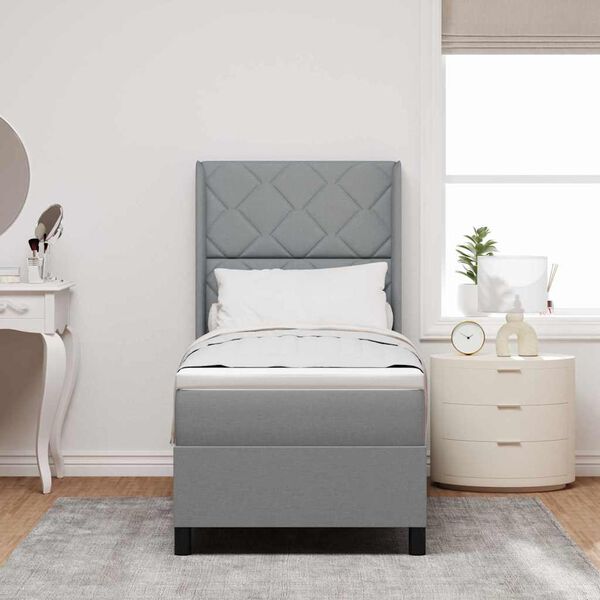 vidaXL LED Box Spring Krevet Svijetlo siva 80 x 200 cm tkanina