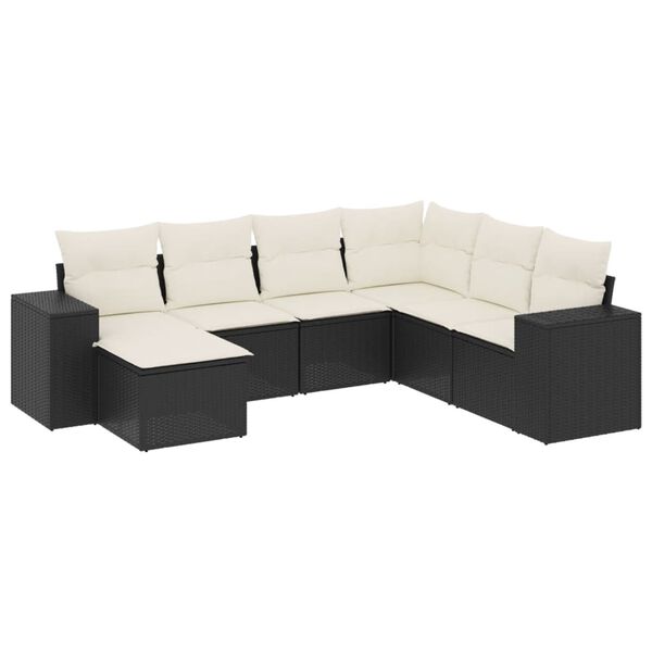vidaXL 7-dijelni set vrtnih sofa od poliratana s jastucima crni