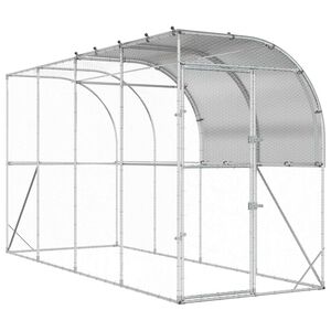 vidaXL Kavez za piletinu uz zid Srebrna 400 x 100 x 215 cm
