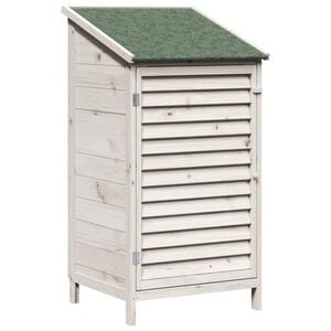 vidaXL Vrtna &Scaron;upa s krovom Bijela 59 x 56 x 113,5 cm Čvrsto drvo jele