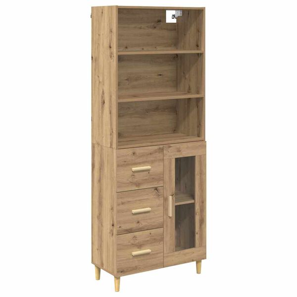 vidaXL Highboard Umjetnički hrast 69,5 x 34 x 180 cm Konstruirano drvo