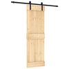vidaXL Klizna vrata Prirodna i crna 70 x 210 cm Čvrsta borovina
