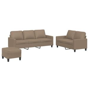 vidaXL 3-dijelni set sofa s jastucima boja cappuccina od umjetne kože