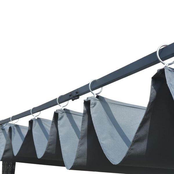 vidaXL Sjenica s pomičnim krovom od poliratana 400 x 400 x 200 cm siva i antracit