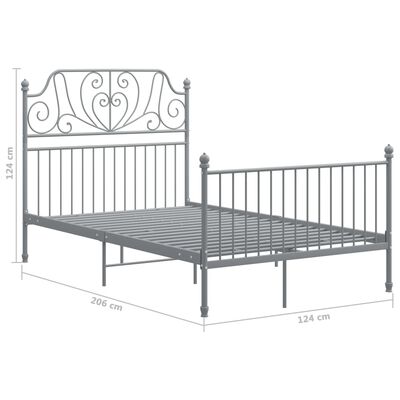 vidaXL Okvir za krevet sivi metalni 120 x 200 cm
