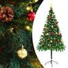 vidaXL Umjetno osvijetljeno božićno drvce s kuglicama zeleno 180 cm