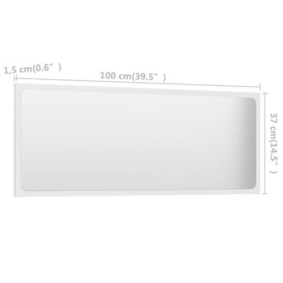 vidaXL Kupaonsko ogledalo bijelo 100 x 1,5 x 37 cm konstruirano drvo