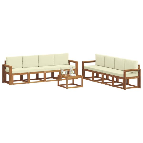 vidaXL Set vanjskih sofa 9 pcs Prirodna i krem Čvrsto drvo akacije