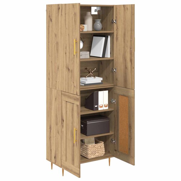 vidaXL Highboard Umjetnički hrast 69,5 x 34 x 180 cm Konstruirano drvo