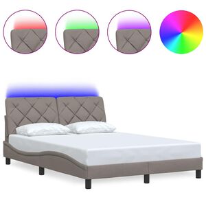 vidaXL Okvir kreveta s LED-om bez madraca Taupe 140x190 cm tkanina
