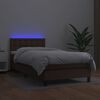 vidaXL Krevet box spring s madracem LED smeđi 90x200 cm umjetna koža
