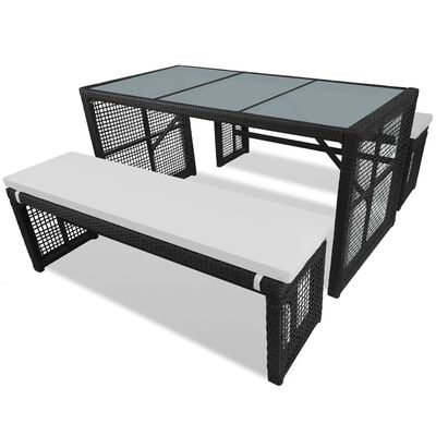vidaXL Pivski stol s 2 klupe 160 cm poliratan crni