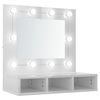 vidaXL Ormarić s ogledalom i LED svjetlima sjajni bijeli 60x31,5x62 cm