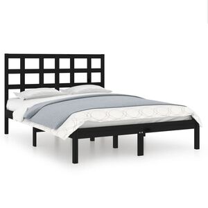 vidaXL Okvir za krevet od masivnog drva crni 140 x 190 cm