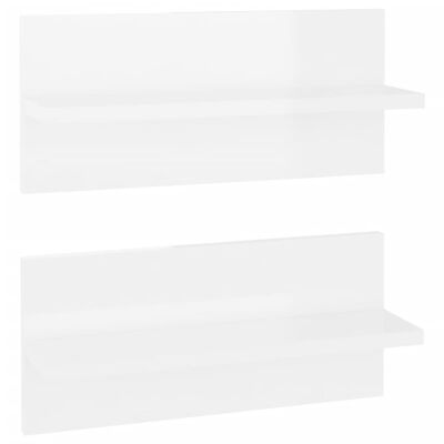 vidaXL Zidne police 2 kom visoki sjaj bijele 40 x 11,5 x 18 cm