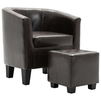 vidaXL Fotelja od umjetne kože s osloncem za noge tamnosmeđa