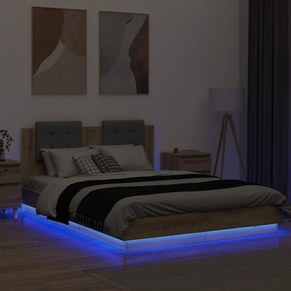 vidaXL Okvir kreveta s uzglavljem Umjetnički hrast 160 x 200 cm