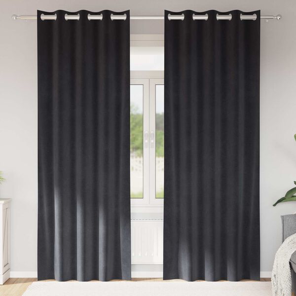 vidaXL Zavjese za zamračivanje 2 pcs Tamno siva 140 x 245 cm Bar&scaron;un