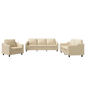 vidaXL 3-dijelni set sofa s jastucima krem od tkanine