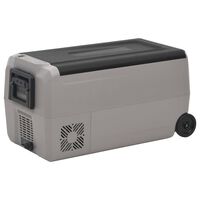vidaXL Prijenosni hladnjak s kotačima i ručkom crno-sivi 50 L PP i PE