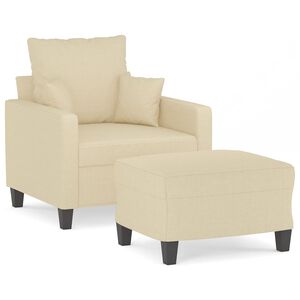 vidaXL Fotelja s tabureom krem 60 cm od tkanine