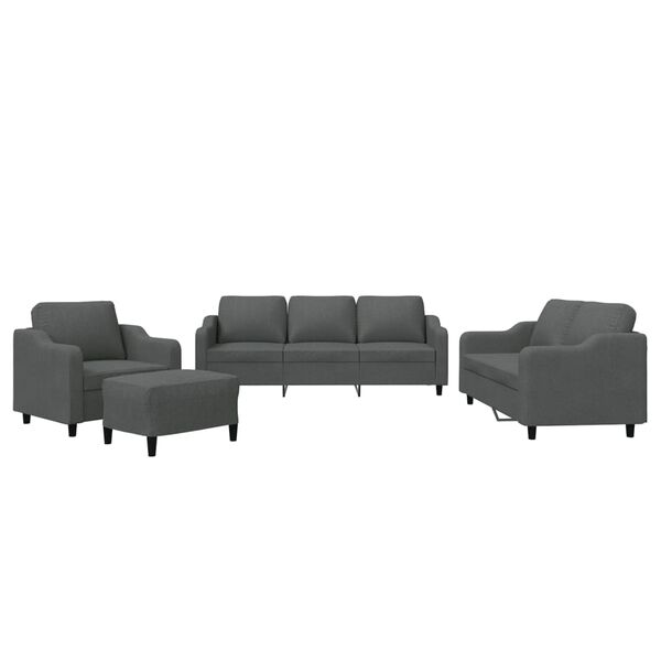 vidaXL 4-dijelni set sofa s jastucima tamnosivi od tkanine