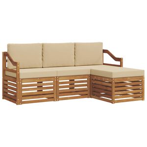 vidaXL Set vanjskih sofa s jastukom 4 pcs Prirodna i bež