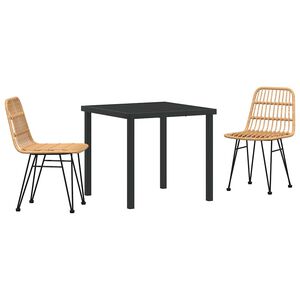 vidaXL Vrtni set za objed 3 pcs Smeđa Čelik s prahom premazan