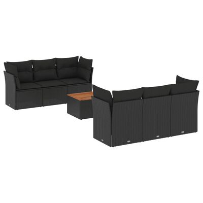 vidaXL 7-dijelni set vrtnih sofa od poliratana s jastucima crni