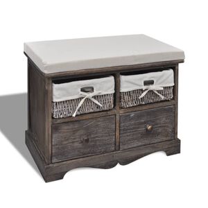 vidaXL Klupa za pohranu smeđa 62 x 33 x 42 cm od drva paulovnije