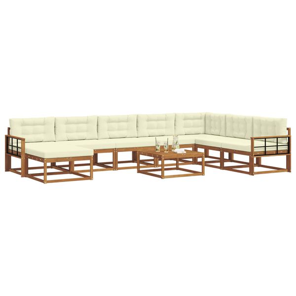 vidaXL Set vanjskih sofa s jastukom 9 pcs Prirodna i krem