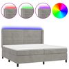 vidaXL Krevet box spring s madracem LED svjetlosivi 200x200 cm bar&scaron;un